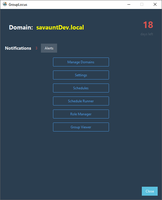 Main menu showing notifications