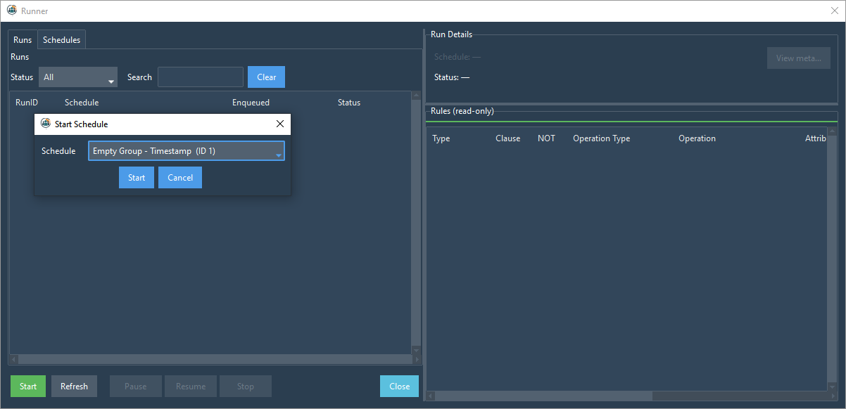 Schedule Runner Window